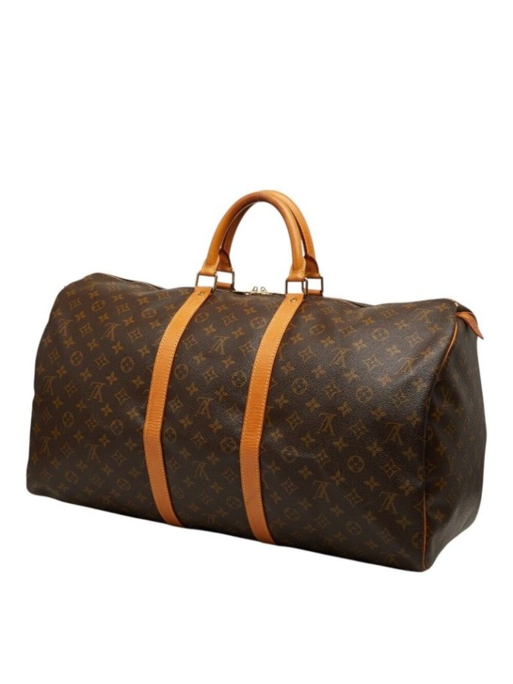Louis Vuitton Monogram Keepall 55 Boston Bag Brown Leather - Picture 2 of 10